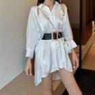Long-sleeve Cutout Shirt Dress As Shown In Figure - One Size