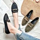 Studded Low Heel Loafers