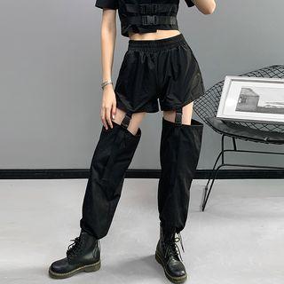Convertible Drawstring-hem Bucked Shorts / Jogger Pants