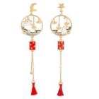 Rabbit / Cat Eye Stone Asymmetrical Alloy Dangle Earring