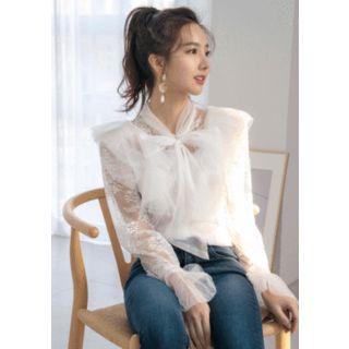 Flounced Lace Blouse & Cami Set