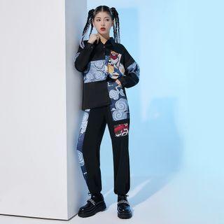 Print Panel Shirt / Wide-leg Pants