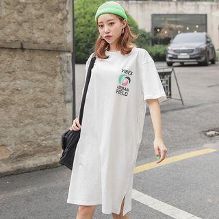 Letter-printed Boxy Midi T-shirt Dress