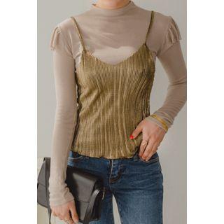 Spaghetti-strap Pleated Top