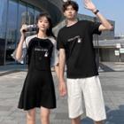 Couple Matching Lettering Short-sleeve T-shirt / A-line Dress / Shorts