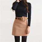 A-line Mini Skirt With Faux-fur Trim Belt