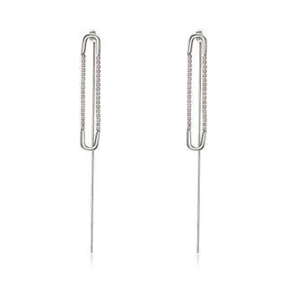 Rhinestone Chained Alloy Dangle Earring 1 Pair - Silver - One Size