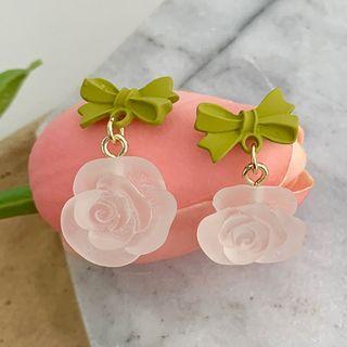 Bow Flower Acrylic Dangle Earring 1 Pair - Green - One Size