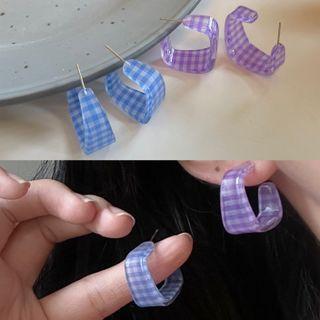 Gingham Acrylic Half-hoop Earring