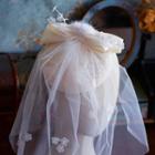 Wedding Mesh Bow-accent Hat With Veil Hat - White - One Size