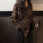 Leopard Print Long Sleeve Blouse As Shown In Figure - One Size
