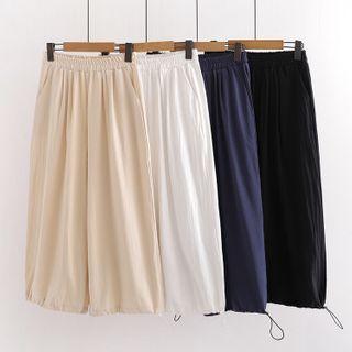 Drawstring Hem Wide-leg Pants