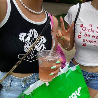 Flower Ringer Ribbed Tank Top