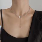 Layered Faux Pearl Necklace Silver - One Size