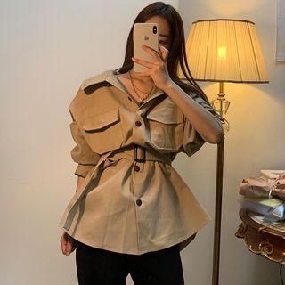 Long-sleeve Sashed Cargo Jacket