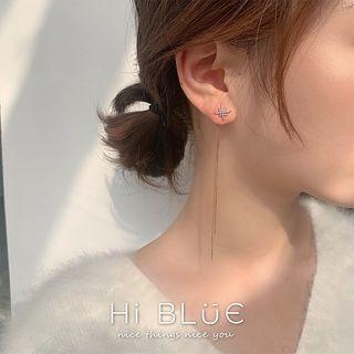 Rhinestone Star Dangle Earring 1 Pair - 925 Silver - As Shown In Figure - One Size