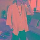 Elbow Sleeve Open-linen Jacket