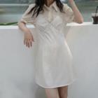 Mock Two Piece Puff Short Sleeve Dress
