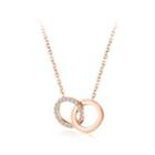 Fashion Simple Plated Rose Gold Geometric Double Ring 316l Stainless Steel Necklace With Cubic Zircon Rose Gold - One Size