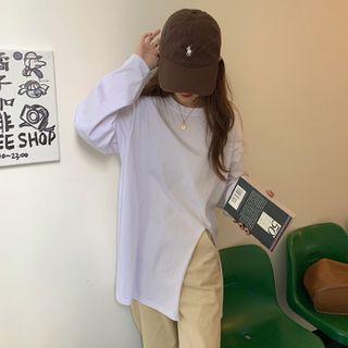 Long-sleeve Split Top White - One Size