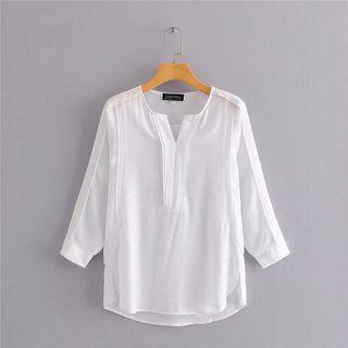 Split-neck Linen Blouse