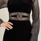Studded Wide Belt Gray & Gold - One Size