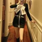 Long-sleeve Bow-front Mini Dress