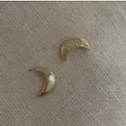 925 Sterling Silver Moon Stud Earring E308 - 1 Pair - As Shown In Figure - One Size
