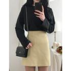 Pastel-color Zip-back Mini Skirt