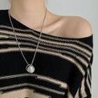 Disc Pendant Alloy Necklace Silver - One Size