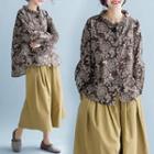 Flower Print Blouse Coffee - One Size