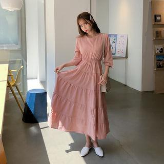 3/4-sleeve Tiered Maxi Dress