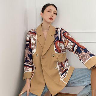 Double Breasted Printed Panel Blazer