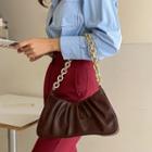 Shirred Chain Shoulder Bag Brown - One Size