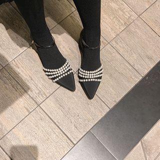 Faux-pearl Trim Mary Jane Flats
