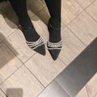 Faux-pearl Trim Mary Jane Flats