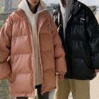 Couple Matching Mock Two-piece Padded Zip-up Jacket