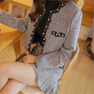 Faux-pearl Detail Hidden-hook Jacket