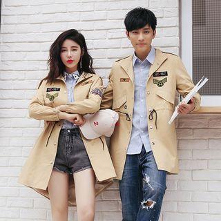 Couple Matching Applique Trench Coat