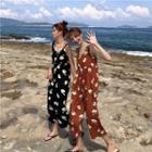 Sleeveless Floral Print Jumpsuit / Light Jacket