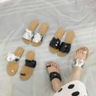 Sequined Toe Loop Flat Sandals