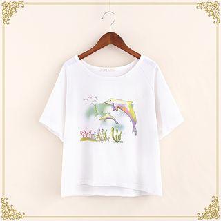 Dolphin Print Short-sleeve T-shirt