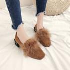 Faux-fur Square Toe Loafers
