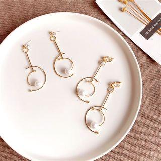Faux Pearl Geometric Alloy Dangle Earring