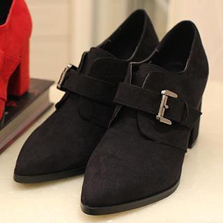 Block Heel Pointy Ankle Boots