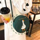 Goose Print Crossbody Circle Bag