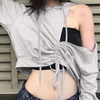 Drawstring Cutout Hoodie