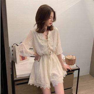 Dotted Flared-sleeve Playsuit