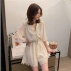 Dotted Flared-sleeve Playsuit