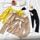 Backless Ribbon Slim-fit Long-sleeve Top